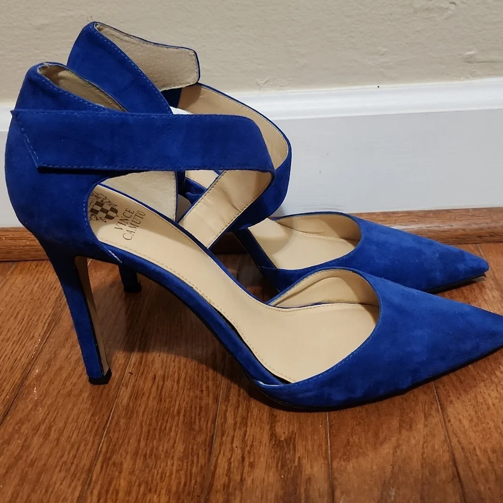 Vince Camuto Royal Blue Suede Heels - Picture 4 of 11